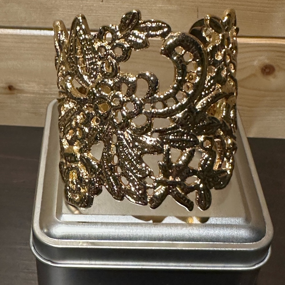 Beautiful gold costume jewelry bracelet cuff